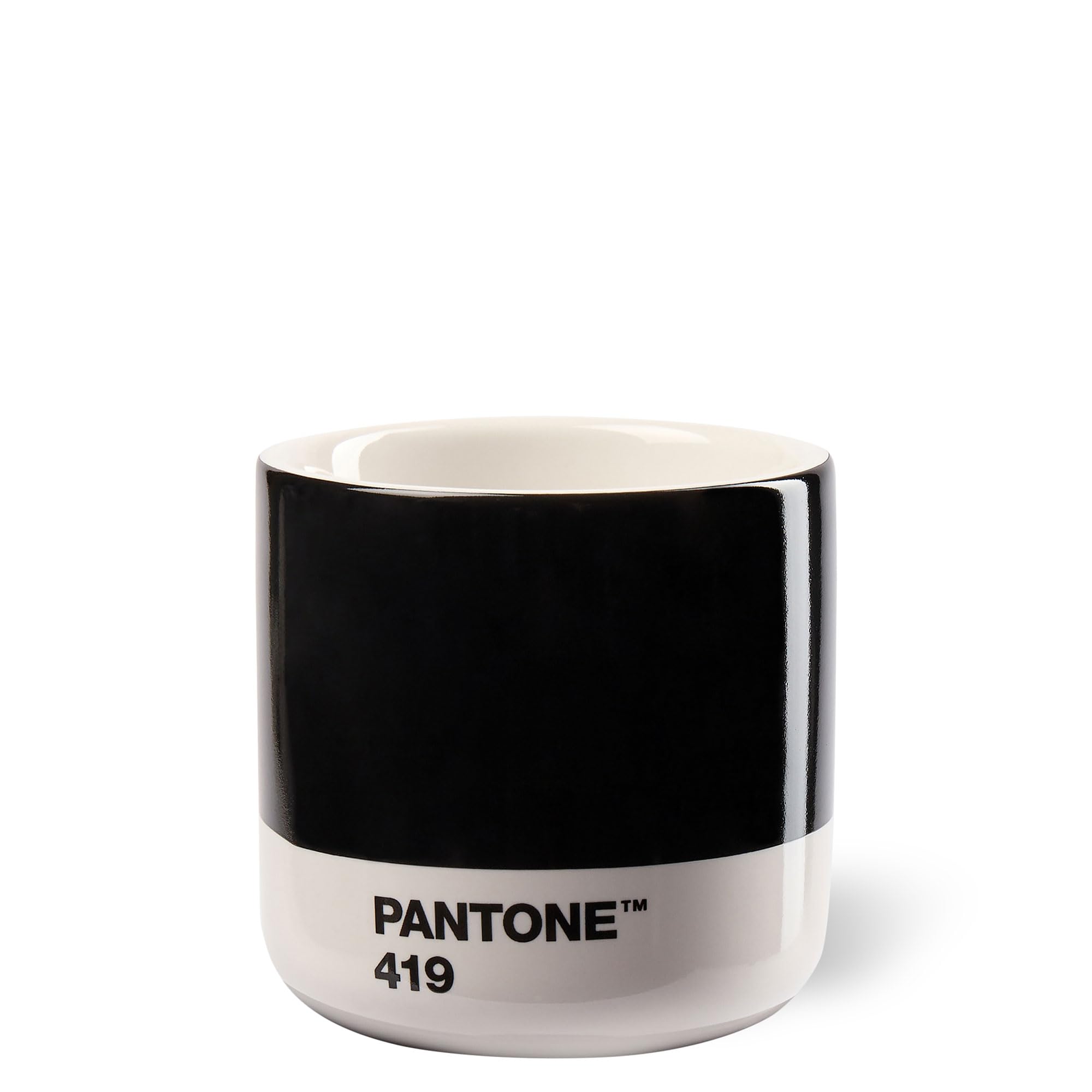 Copenhagen design Pantone Macchiato Cup - Handleless Porcelain Ceramic Coffee Mug - 3.34oz/100ml, Black 419