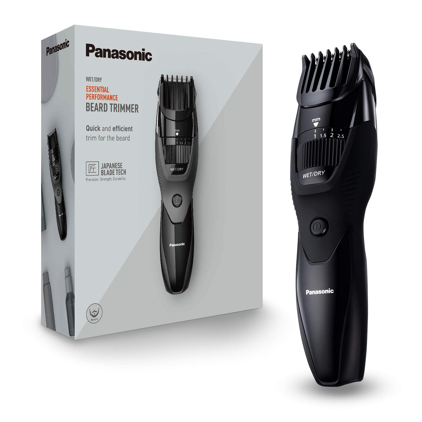 Panasonic ER-GB43 Bartschneider mit 20 Längeneinstellungen (0.5-10 mm), inklusiv Ladestation schwarz