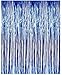 Set of 2 Shiny Metallic Foil Fringe Door & Window Curtain Party Decoration (Blue)