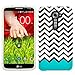 Verizon LG G2 Chevron Black White Turquoise Ribon Firm Case