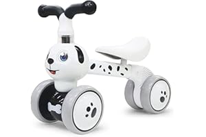 Ancaixin Baby Balance Bikes for 1 2 3 Year Old Boys Girls, Riding Toys for 10-36 Month Toddler | No Pedal Infant 4 Wheels Baby Bicycle | Best First Birthday New Year Holiday (Dog)