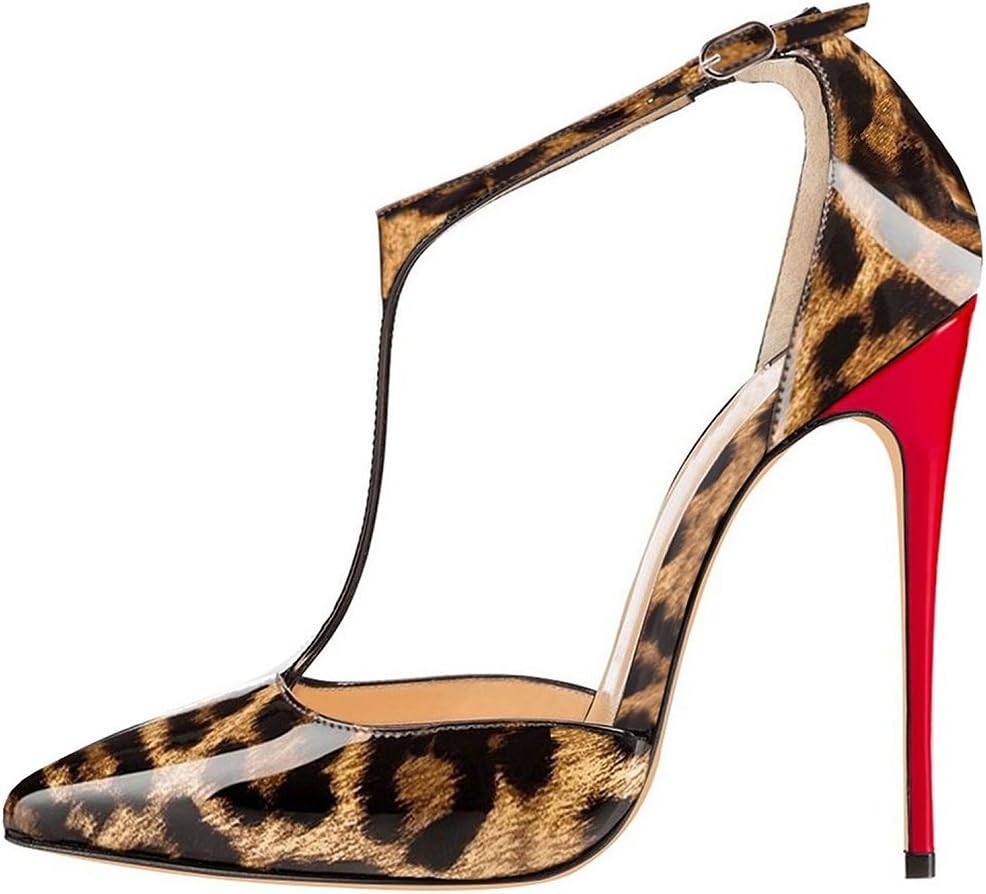 SAMMITOPWomen's Pointed Toe High Heel Pumps T-Strap Dress Shoes 12cm Stilettos Heels