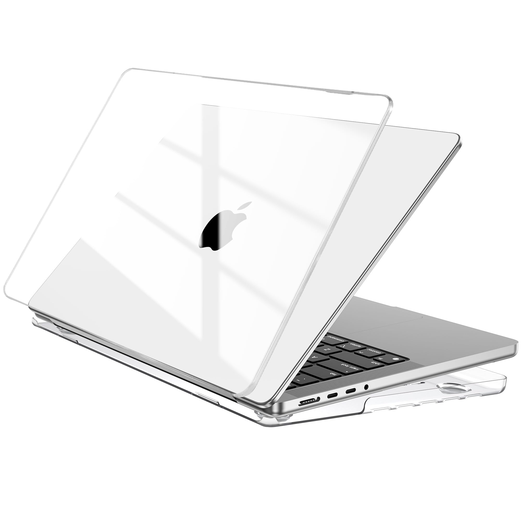 EooCoo Hülle kompatibel für MacBook Pro M4 14 Zoll A3112 A3185 A3401 M3 A2992 A2918 M2 A2779 M1 A2442 Pro/Max(2021-2024 Freisetzung), Glatt Transparent Cover Hartschale Schutzhülle Case, Kristall Klar