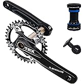 BUCKLOS 104 BCD 30T-38T Mountain Bike Crankset, Hollow Integrated 170MM | MTB Crank Set, Aluminum Alloy Crankset with Round Oval Narrow Wide Bike Chainring and Threaded Bottom Bracket 4 Bolts