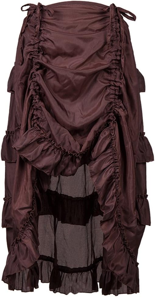 Adjustable Ruffle High Low Gothic Skirt Plus Size Steampunk Corset Skirt Long Dress