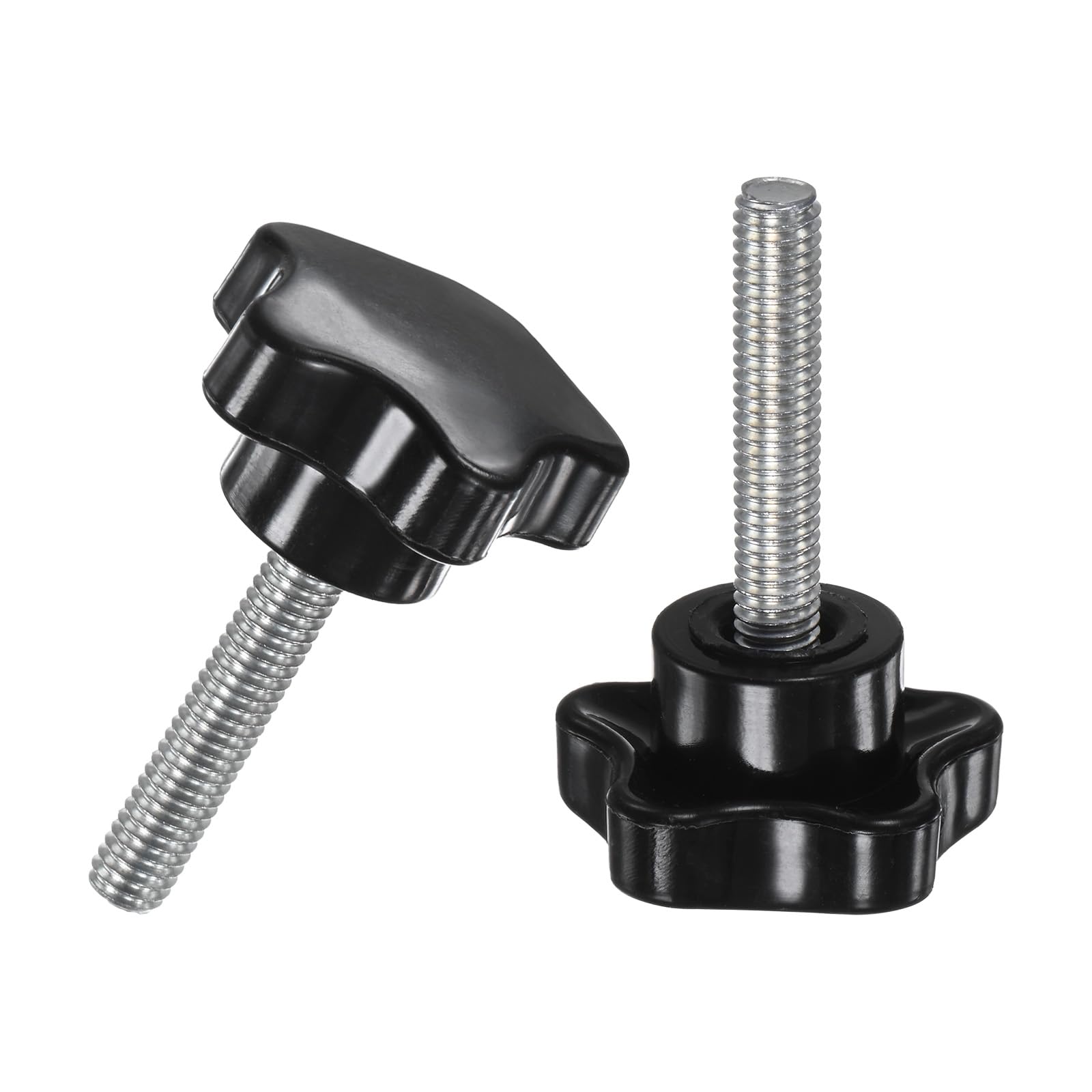 M METERXITY 2-Pack Star Clamping Knobs, M6x30mm Male Thread Hand Tightening Screw for Machinery/Electronic/Furniture/Umbrella Base, Machine Handle Replacement [31mm, Black]