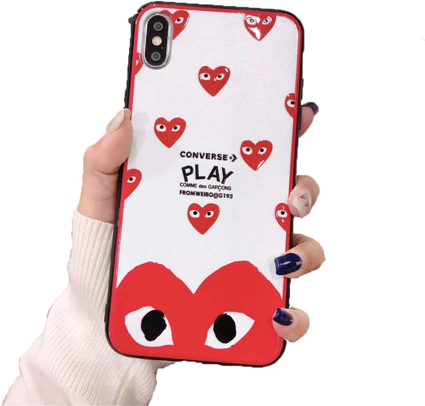 OFJCHPDM 3D Luxury CDG Play Comme Des Garcons Phone Case for iPhone Glossy Phone Cover (2, iPhone 7)