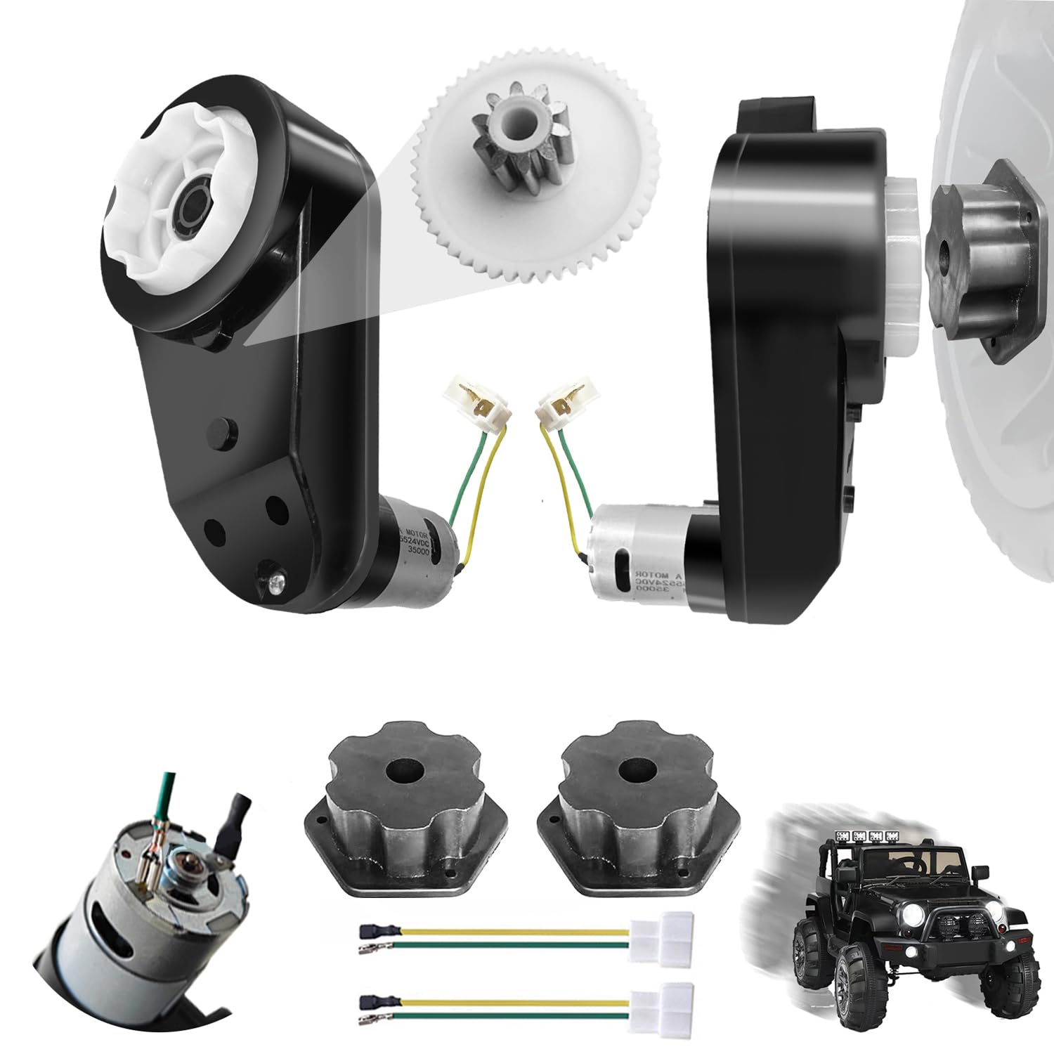 Photo 1 of *UNTESTED*
JRRXM ?2PCS High Speed 24V RS555 35000RPM Fast Steel Gears Motor Gearbox for Power Wheels Motor Upgrade,18V-24V Kids Ride on Toy Electric Car Conversion Kit for Tire Upgrade,Free Connector Coupler