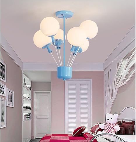 Amazon Co Jp Lofamiガラスバルーン子供の部屋シャンデリア 6ライトかわいい赤ちゃん部屋メタル装飾天井ライト ホワイト ホーム キッチン