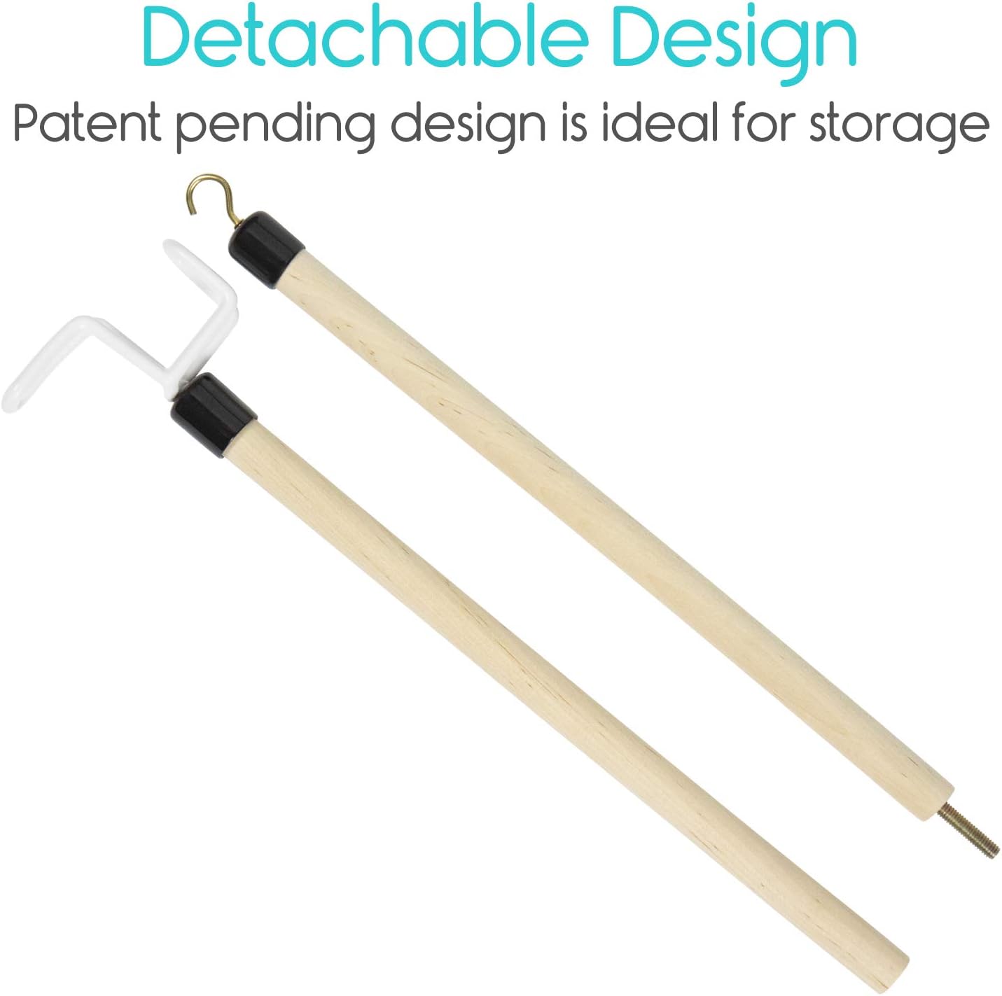 Vive Dressing Stick with Zipper Puller (27 Inch) - Sock Remover Tool - Independent Living Aid - Elderly, Seniors, Disabled, Men, Women - Mobility Helper for Compression Stockings, Dress, Jacket, Pants: Health & Personal Care