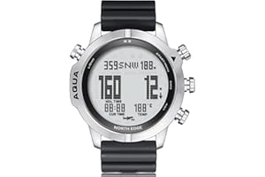NORTH EDGE Aqua Professional Diving Computer Watch for Men Scuba Diving NDL 50M Dive Watch with Compass Altimeter Barometer Pedometer 100M Waterproof
