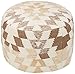 Signature Design by Ashley Abraham Geometric Cotton Pouf, 14 x 14 Inches, White & Brown