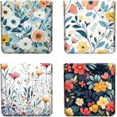 Peacoblue 4PCS Leather Squeeze Coin Purse for Women, Flower and Branch Waterproof & Durable Snap Closure Change Pouch Mini Money Wallet Bag for Daughter Wife Girl on Birthday Anniversary Best Gift