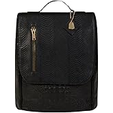 Tote&Carry Apollo 2 Large Vegan Backpack, Eco-Friendly Carry-On Bag for Travel, Work & Daily Use – Water-Resistant (Crocodile Skin Pattern, Black)