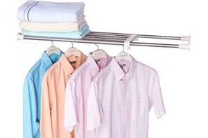 Hershii Expandable Closet Tension Shelf Rod Adjustable Storage Rack Heavy Duty DIY Organizer Divider for Wardrobe Cupboard Kitchen Bathroom