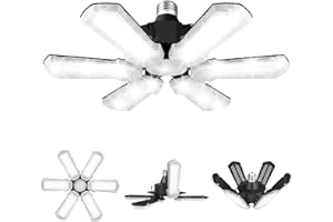 TANBABY Upgrade LED Garage Light, 150W Deformable Ceiling LED Shop Light, 15000LM E26/E27 Garage Lighting with 6+1 Adjustable Panels Garage Bulb for Basement (1pack)