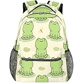 Cute Frog Backpack School Bookbag for Kids Boys Girl, Animal Gragonfly Backpacks Book Bag Travel Hiking Camping Daypack