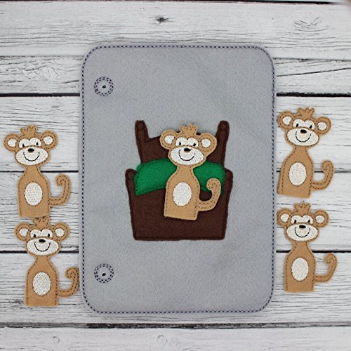 image for Designs By RAJA Five Little Monkeys Jumping On The Bed Felt Finger Pup