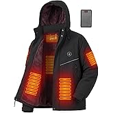 Brimekey Heated Jacket for Men with Fleece Lining 20000 mAh Battery Fast Charge Windproof Electric Men's Heated Coat