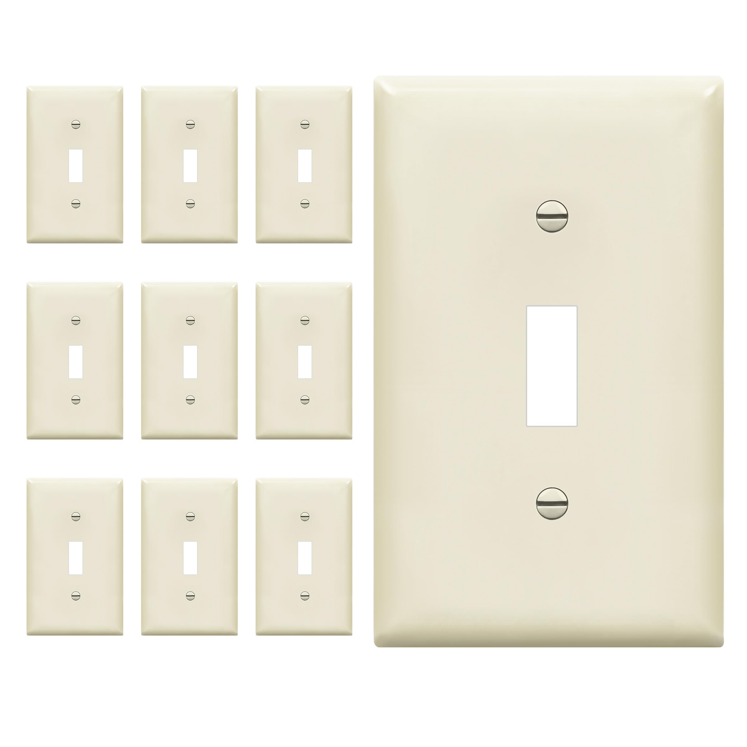 Photo 1 of ENERLITES Toggle Light Switch Wall Plate, Standard Size 1-Gang 4.50" x 2.76", Unbreakable Polycarbonate Thermoplastic, UL Listed, 8811-LA-10PCS, Light Almond, 10 pack