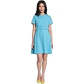 Maggy London Womens Short Sleeve Mini Fit and Flare Dress with Wide Belt