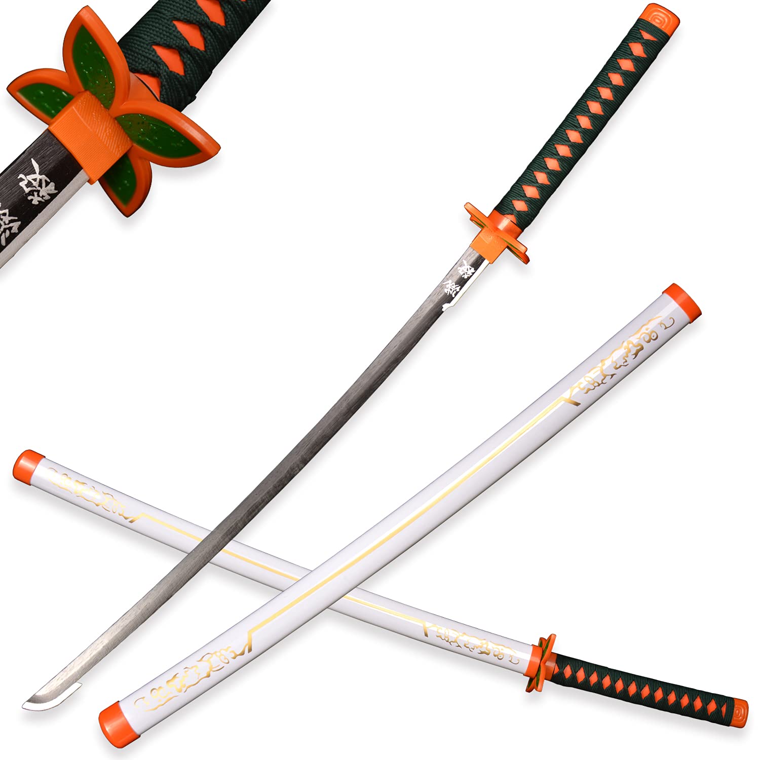 ACTASITEMS Japanese Anime Cosplay Prop Katana Wooden Sword - 104cm, Katana -Kochou Shinobu white