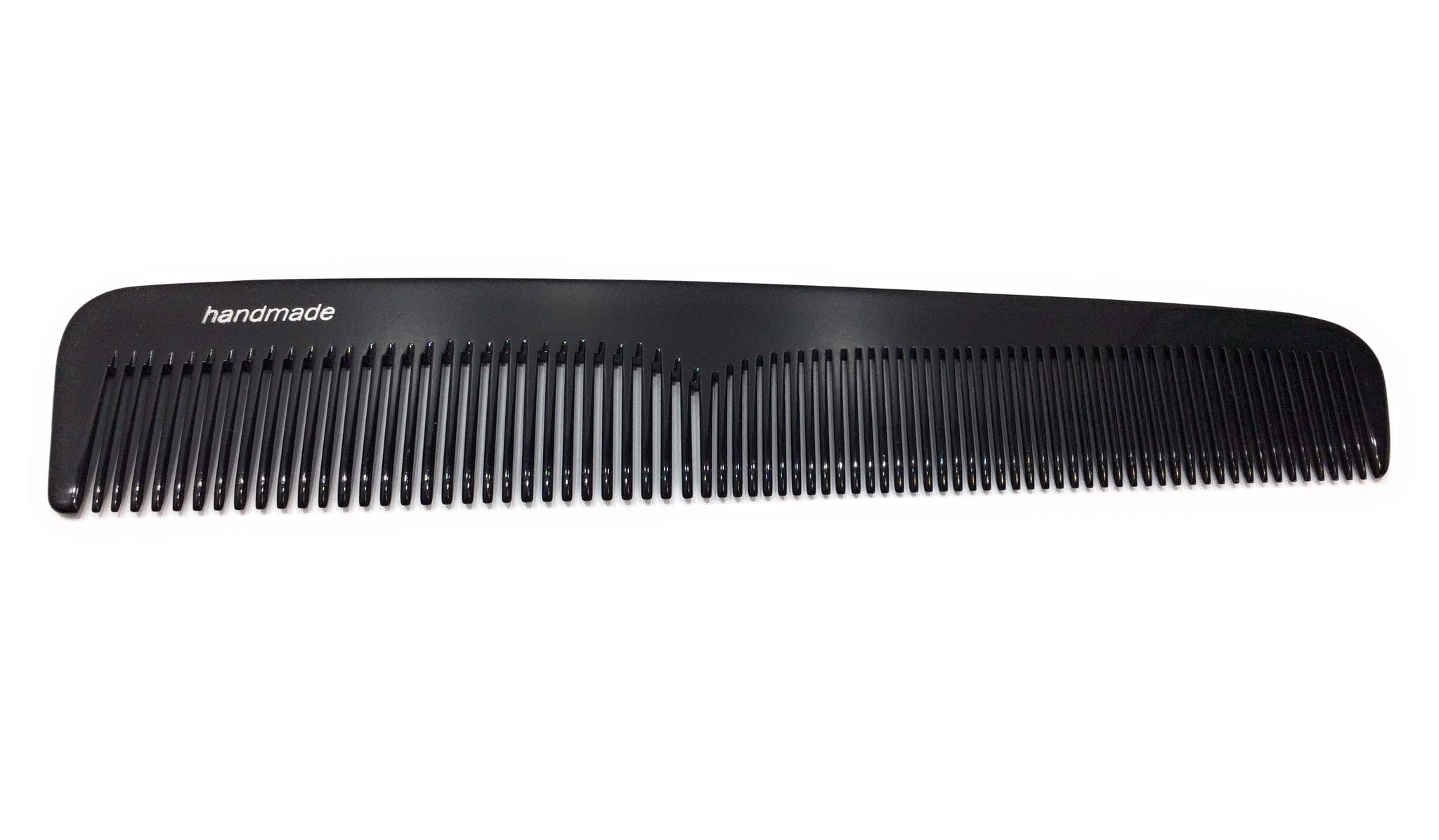 Swedish Crown Ladies Comb Saw Cut 19.5 cm Handmade Styling Comb Black with Two Tooth Fine + Normal (6045CA)