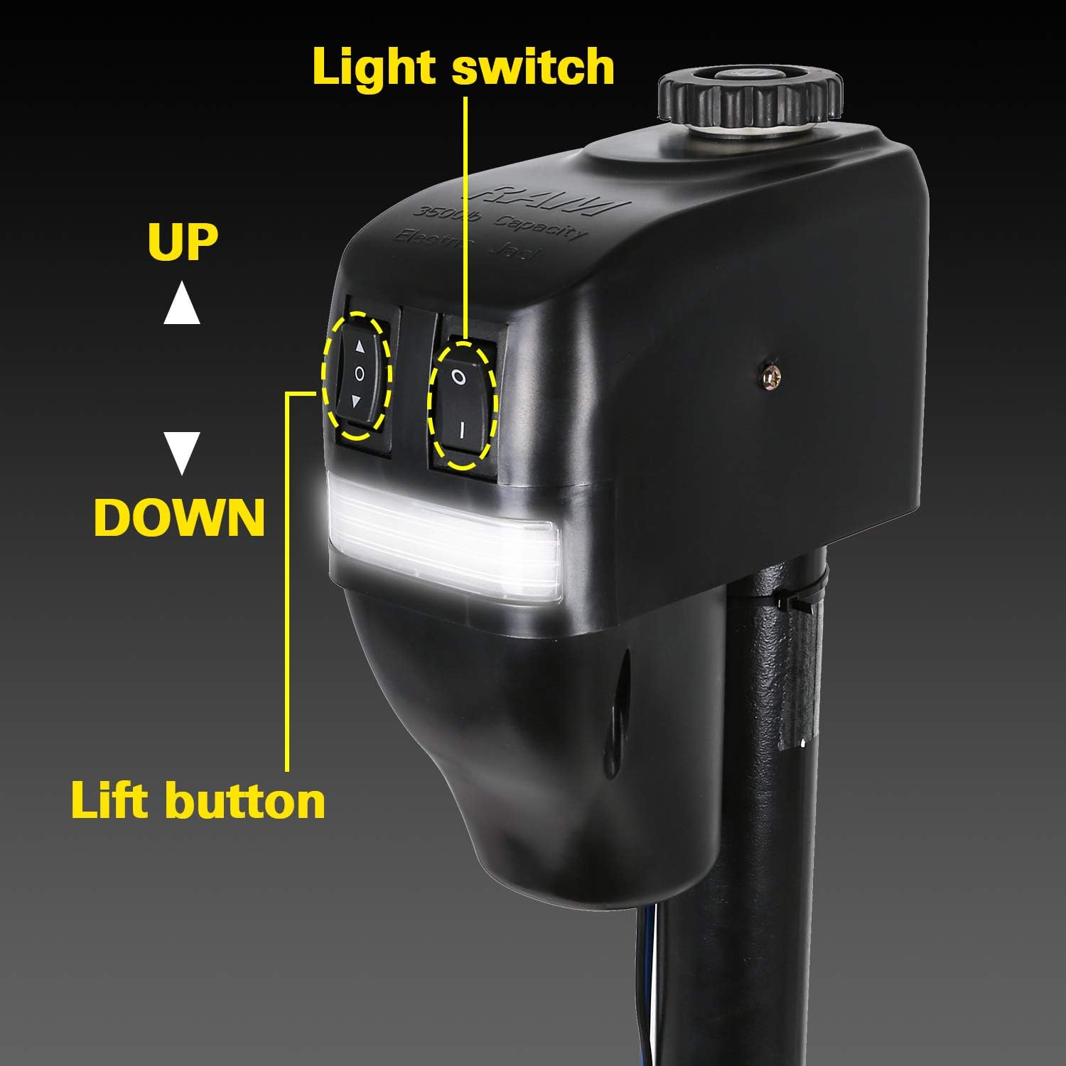 Weize Power Tongue Jack, 3500 Lb. Heavy Duty Electric Trailer Jack with Drop Leg, 23-5/8" Lift, 12V DC: Automotive