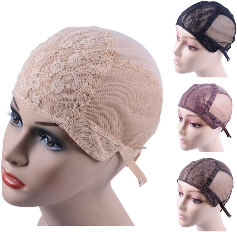 Double Lace Wig Cap for Making Wigs With Adjustable Strap on the Back Glueless Wig Caps Hairnets (Blonde M 54cm)