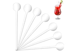 Aemygo 200 Pcs Cocktail Swizzle Sticks, 7.3inch Clear Coffee Stirrers Disposible Plastic Swizzle Sticks for Drink Black Disc Top Drinks Mixing Rod for Coffee Whiskey Beverage