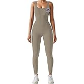 AURUZA Jumpsuit for Women Workout Seamless Jumpsuits Yoga Ribbed One Piece Tank Tops Rompers Sleeveless Exercise Jumpsuits