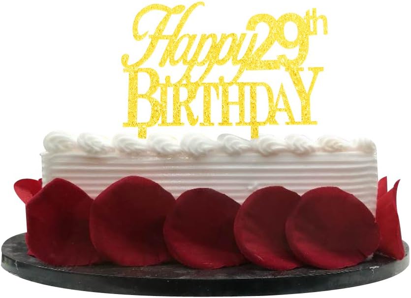 Minhero Happy29th birthday cake topper for 29th birthday party decoration Gold acrylic cake topper