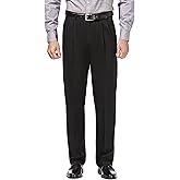 Haggar Men's Premium No Iron Khaki Classic Fit Pleat Front Pant (Regular and Big & Tall Sizes)
