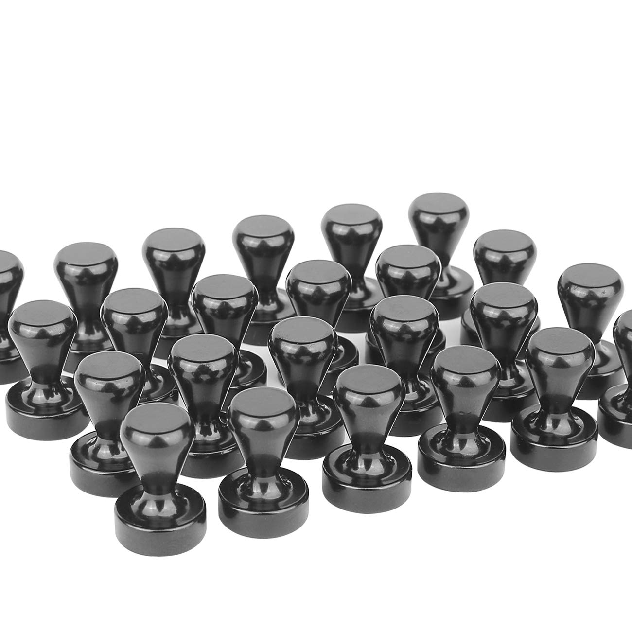 Magnetic Push Pins 24 Pack Black Baking Finish - Useful as Fridge or Kitchen Magnets, Cool Multiuse Industrial Strength Office Dry Erase Whiteboard Magnets