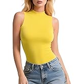 IVOVFANZY Womens Sleeveless Mock Turtleneck Tank Top Slim Fit Shirt Lightweight Layering Tee Casual Office Wear