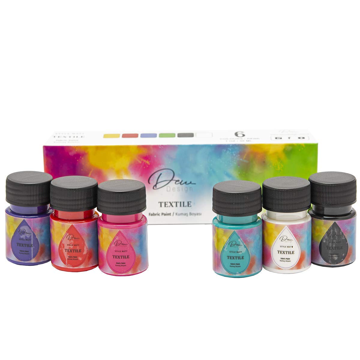 Fabric Paint to Dye Clothes | 6 Solid Colors Black, White, Strawberry Red, Fucshia, Dark Purple, Baby Blue | Paint Jackets, Make Your Own Tshirts and Clothing | Fabric Decorating