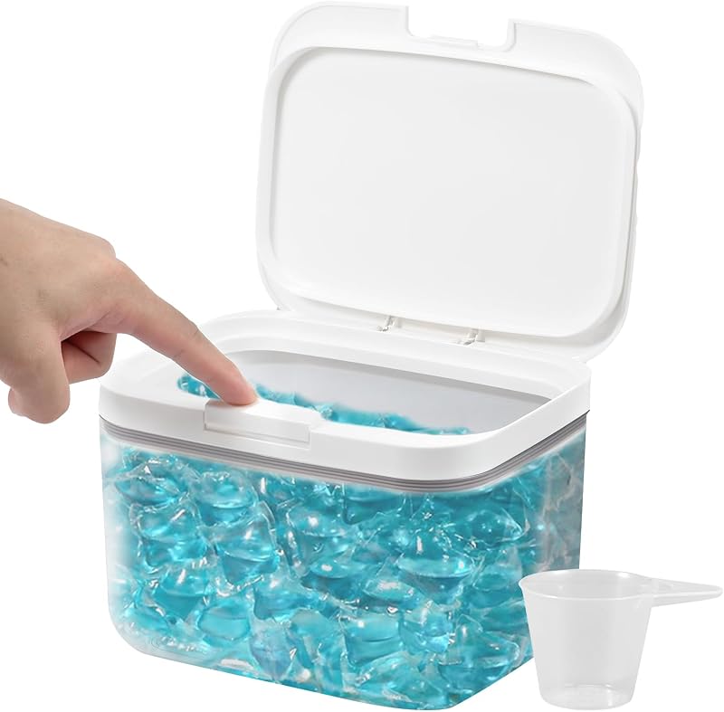 RHAIQBVC Laundry Pods Container 2.8L Large Double-Seal Lid with Measuring Cup