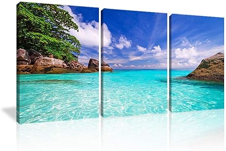 Amazon アートフレーム モダン 現代 青い海 壁の絵 海の景色 壁掛け ソファの背景絵画 Hd しゃしん 3パネルセット 30x40cmx3 美しい海18 アートフレーム ポスター オンライン通販