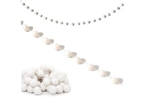 Woolygon Felt Ball Garland Handmade in Nepal - Pom Pom Colorful Rainbow Garland Felt Ball Decor, Christmas Tree Décor, Xmas Holiday Party, Birthday Banner