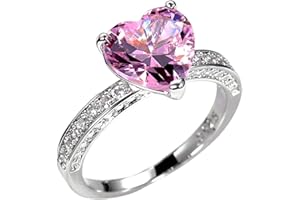 Psiroy 925 Sterling Silver Plated Cubic Zirconia Heart Promise Ring for Women