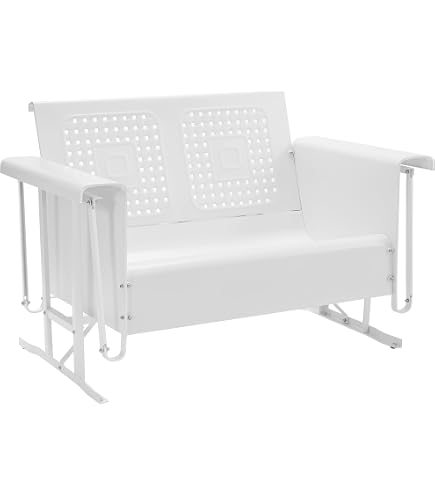Northlight 48.25-Inch Outdoor Retro Metal Tulip Double Glider Chair - White, Weather-Resistant, 450 Lb Capacity