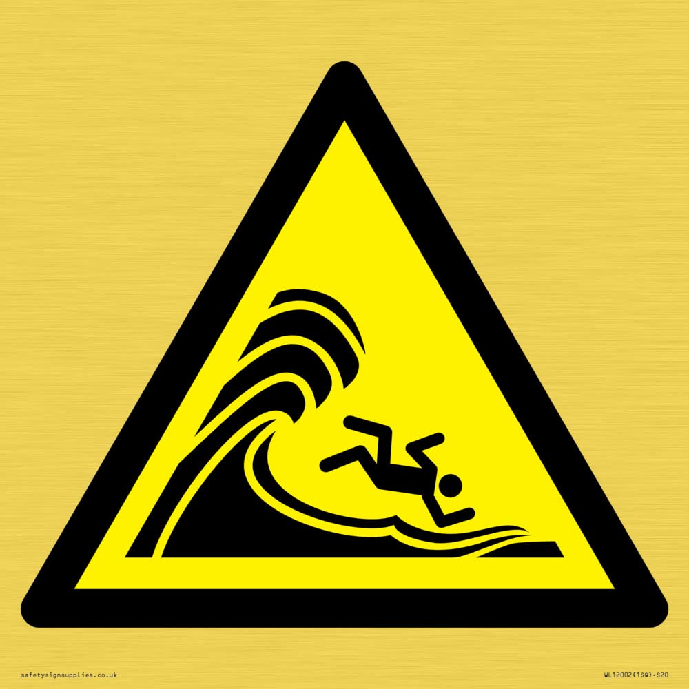 W065 Warning: High surf or large breaking waves Sign - 200x200mm - S20
