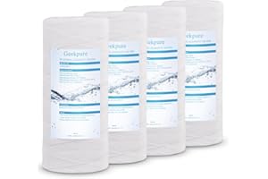 Geekpure Whole House String Wound PP Spun Sediment Filter-4.5" x 10"-5 Micron- Pack 4 4 Count (PS-10BX4)