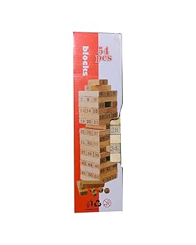 BeeMall 54 Pcs Building Blocks-Wooden Tower-Stacking Digital Game - Number Match Playset Toy Kids Educational Toy Puzzle Games