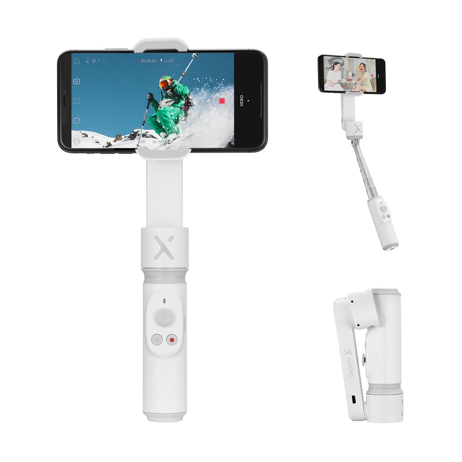 Zhiyun Smooth-X [Official] Smartphone Gimbal Selfie Stick Stabilizer – Vlog Youtuber (White)
