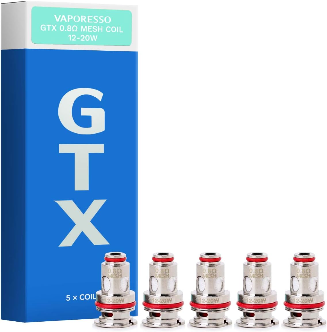 Vaporesso GTX Mesh Coil Heads 0.8Ω (5 pcs) for PM80 SE/ PM80/ XIRON/GEN Nano/GTX One/ PM30 Kit E Cig, No Nicotine