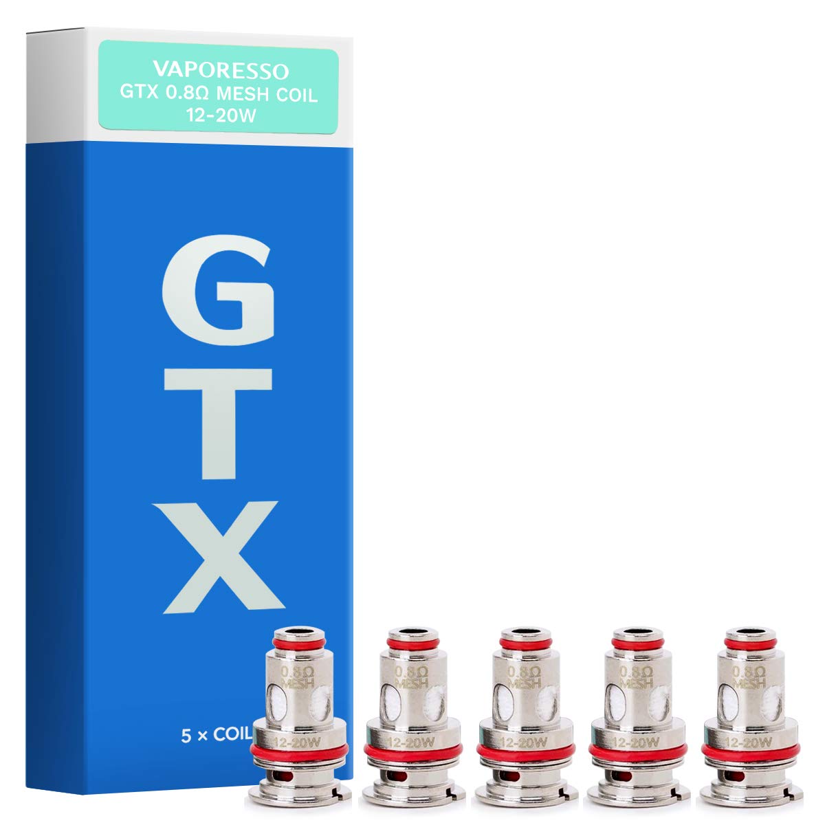 Vaporesso GTX Mesh Coil Heads 0.8Ω (5 pcs) for PM80 SE/ PM80/ XIRON/GEN Nano/GTX One/ PM30 Kit E Cig, No Nicotine
