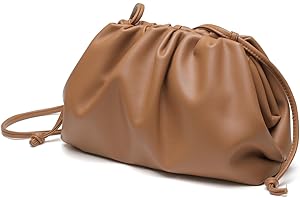 Huralona Dressy Pleated Vegan Leather Clutch Purse Super Soft Cloud Dumpling Clutch Bag for Women PU Evening Purse Handbag