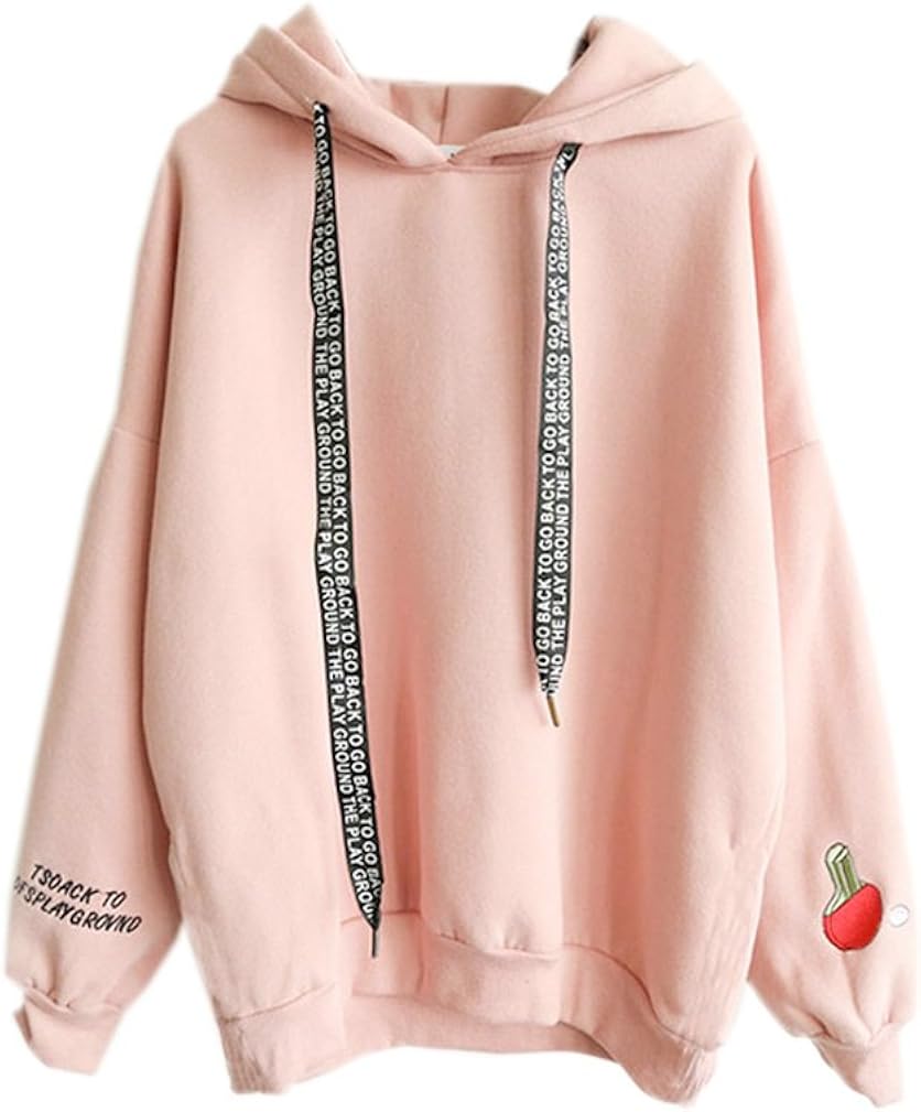 Womens Kawaii Harajuku Pastel Peach Pink Hoodies Sweatshirts (Size XL