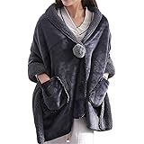 Blanket Sweatshirt, Over-Sized Hoodie Blanket, Deluxe Fleece Blanket With Sleeves And Pockets, Warm Soft Hoodie, For Men Women, Children, Front-Zipper Easy To Get In&Out